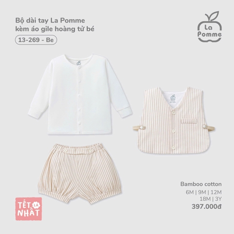 LP - Bộ dài tay La Pomme kèm áo gile hoàng tử bé - Be - SS25.TET