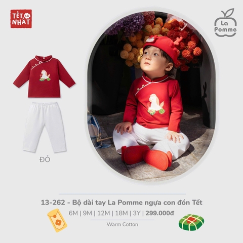 LP - Bộ dài tay La Pomme ngựa con đón Tết - Đỏ - 6-9M - SS25.TET