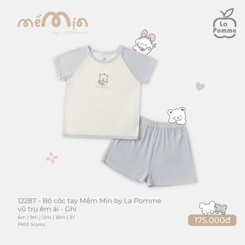 LP - Bộ cộc tay Mềm Mịn by La Pomme vũ trụ êm ái - Ghi - 2-3Y - SS26.GM