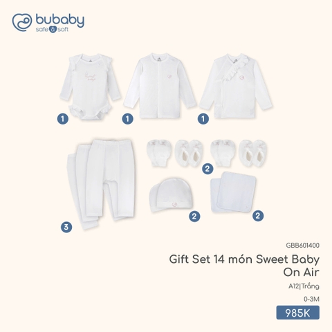 BU Z5 - Gift Set 14 món Sweet Baby On Air - GBB601400 - Trắng - 0-3M - SS25.T12C