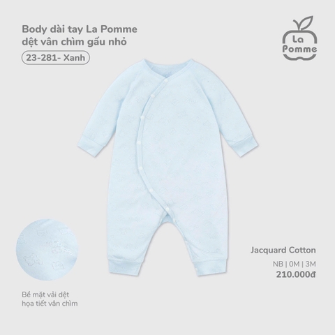 LP - Body dài tay La Pomme dệt vân chìm gấu nhỏ - Xanh - Newborn - SS26.T1A
