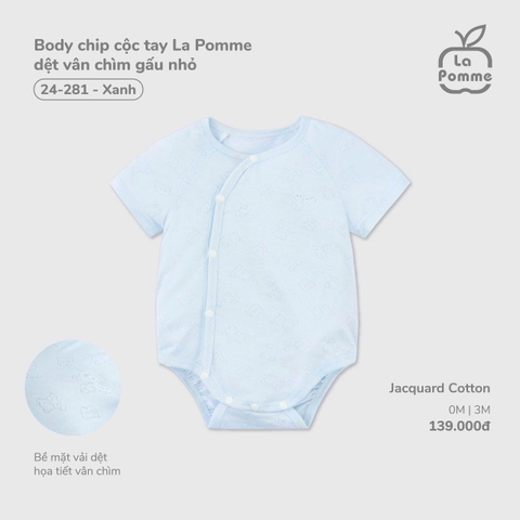 LP - Body chip cộc tay La Pomme dệt vân chìm gấu nhỏ - Xanh - 3-6M - SS26.T1A