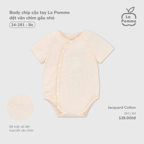 LP - Body chip cộc tay La Pomme dệt vân chìm gấu nhỏ - Be - 3-6M - SS26.T1A