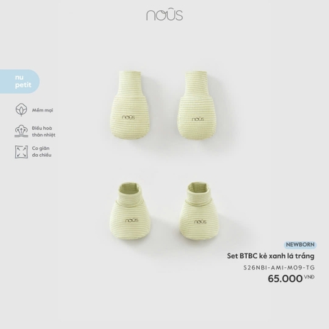 NOUS - Set BTBC kẻ xanh lá trắng -  - Newborn - SS26.T1A