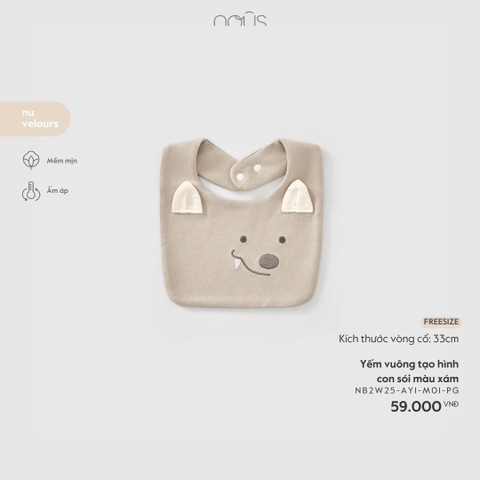 NOUS - Yếm vuông tạo hình con sói màu xám -  - FS - SS26.T1A