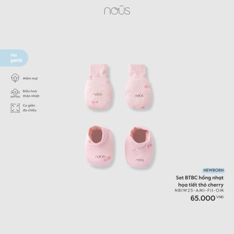 NOUS - Set BTBC hồng nhạt họa tiết thỏ cherry -  - Newborn - SS26.T1A