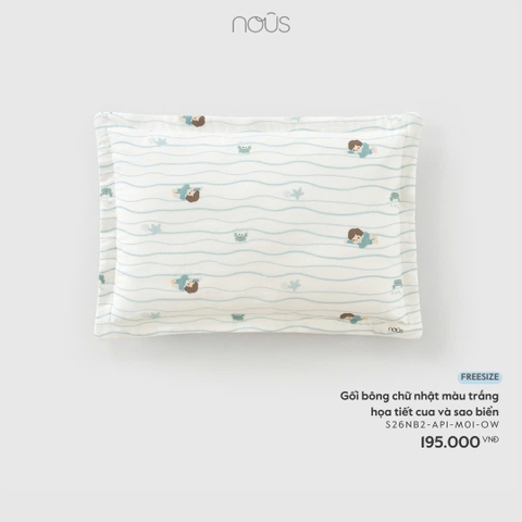 NOUS - Gối bông chữ nhật màu trắng họa tiết cua và sao biển - FS - SS26.T1A