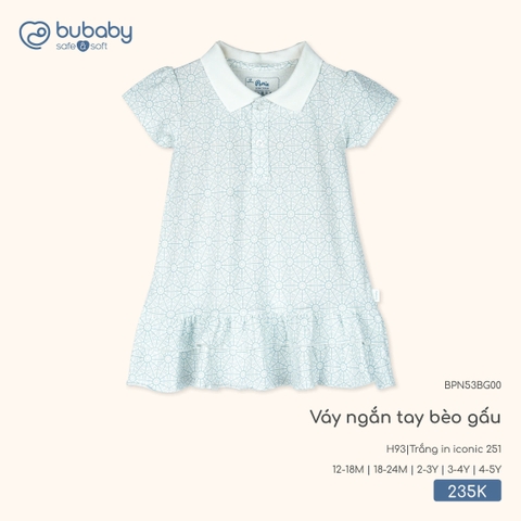 BU - Váy ngắn tay bèo gấu - BPN53BG00 - Trắng in iconic 251 - 12-18M - SS25.T12C