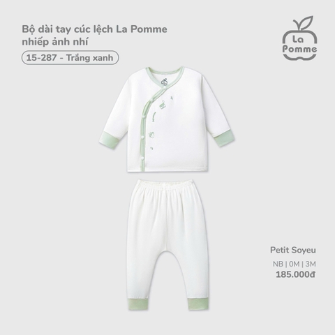 LP - Bộ dài tay cúc lệch La Pomme nhiếp ảnh nhí - Trắng xanh - 3-6M - SS26.T2C