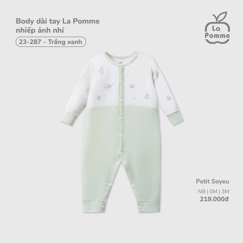 LP - Body dài tay La Pomme nhiếp ảnh nhí - Trắng xanh - 3-6M - SS26.T2C