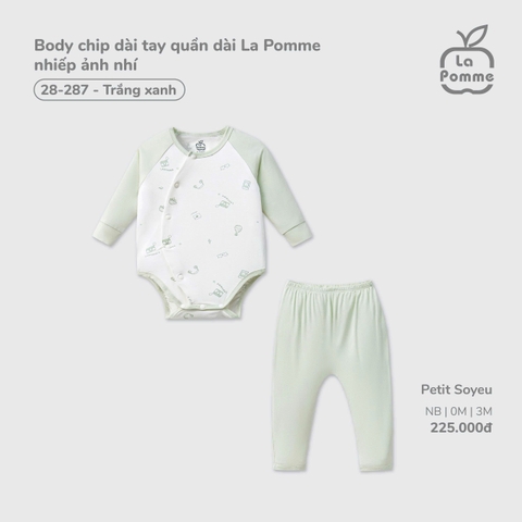 LP - Body chip dài tay quần dài La Pomme nhiếp ảnh nhí - Trắng xanh - Newborn - SS26.T2C