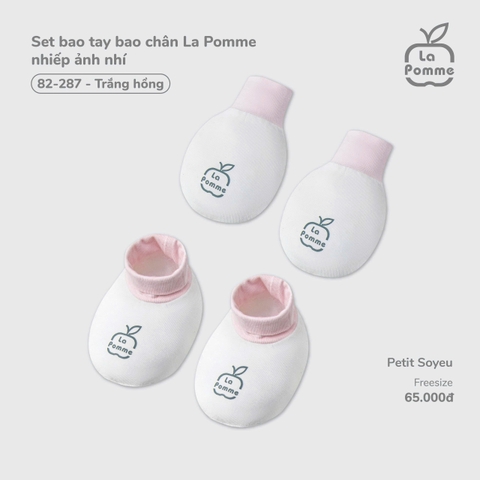 LP - Set bao tay bao chân La Pomme nhiếp ảnh nhí - Trắng hồng - FS - SS26.T2C
