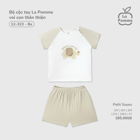 LP - Bộ cộc tay La Pomme voi con thân thiện - Be - 18-24M - SS26.T2C