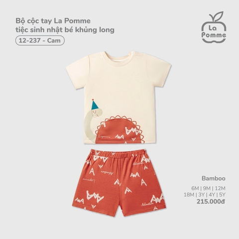 LP - Bộ cộc tay La Pomme tiệc sinh nhật bé khủng long - Cam - 4-5Y - SS26.T2C