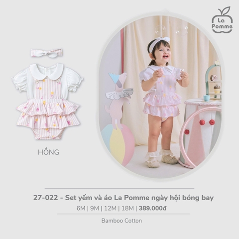 LP - Set yếm và áo La Pomme ngày hội bóng bay - Hồng - 6-9M - SS26.T2C
