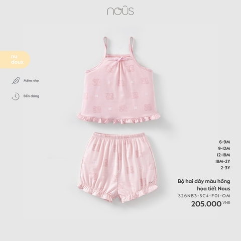 NOUS - Bộ hai dây màu hồng họa tiết Nous - 18-24M - SS26.T3A