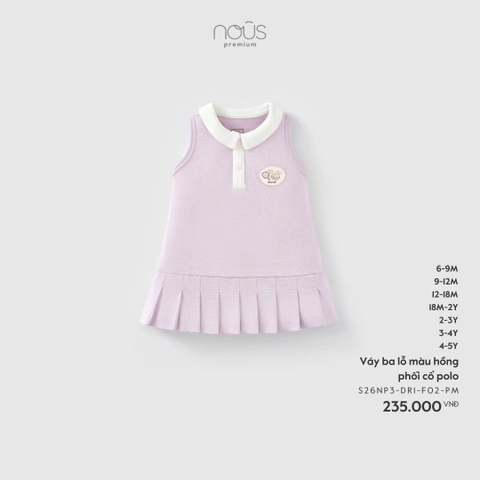NOUS - Váy ba lỗ màu hồng phối cổ polo - 18-24M - SS26.T3B