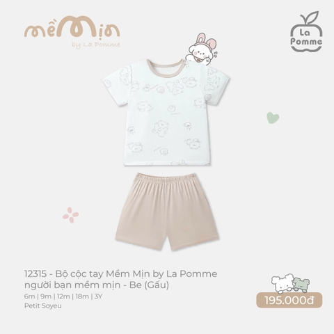 LP - Bộ cộc tay Mềm Mịn by La Pomme người bạn mềm mịn - Be (Gấu) - 9-12M - SS26.T3A