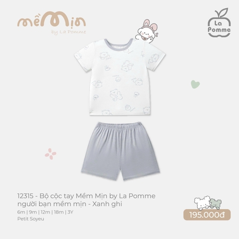 LP - Bộ cộc tay Mềm Mịn by La Pomme người bạn mềm mịn - Xanh Ghi - 2-3Y - SS26.T3A