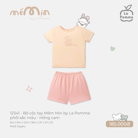 LP - Bộ cộc tay Mềm Mịn by La Pomme phối sắc màu - Hồng cam - 9-12M - SS26.T3A