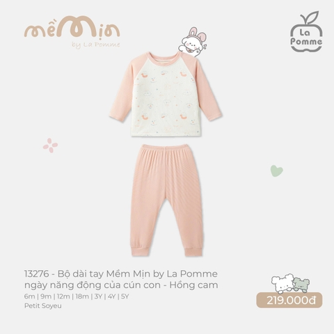 LP - Bộ dài tay Mềm Mịn by La Pomme ngày năng động của cún con - Hồng cam - 3-4Y - SS26.T3A