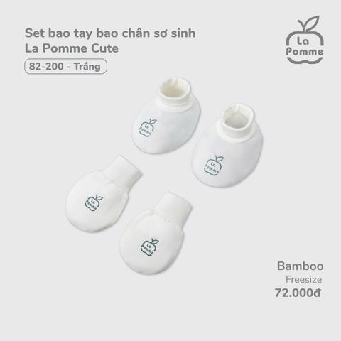 LP - Set bao tay bao chân sơ sinh La Pomme Cute - Trắng - FS - SS26.GM
