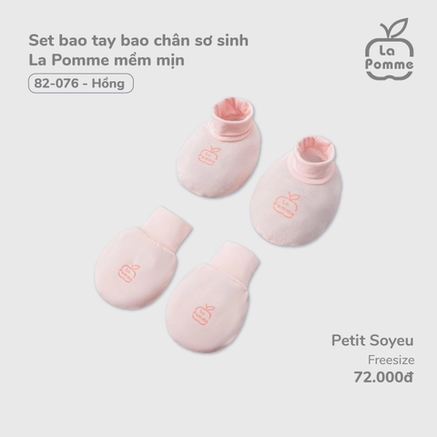 LP - Set bao tay bao chân sơ sinh La Pomme mềm mịn - Hồng - FS - SS26.GM