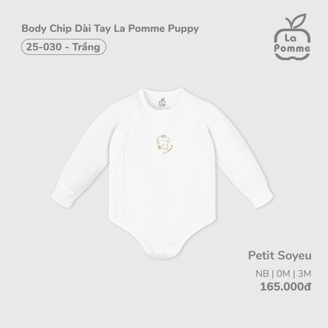 LP - Body Chip Dài Tay La Pomme Puppy - Trắng Puppy - 3-6M - SS26.GM