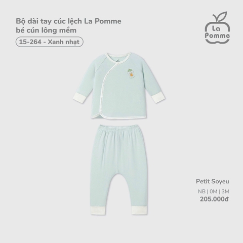 LP - Bộ dài tay cúc lệch La Pomme bé cún lông mềm - Xanh nhạt - 0-3M - SS26.T3B