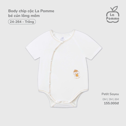 LP S10 - Body chip cộc La Pomme bé cún lông mềm - Trắng - 0-3M - SS26.T3B