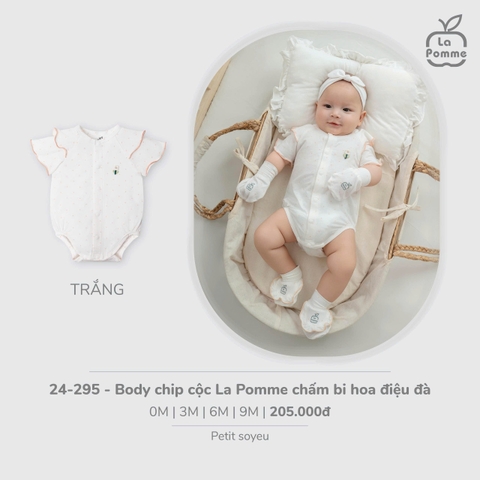 LP - Body chip cộc La Pomme chấm bi hoa điệu đà - Trắng - 0-3M - SS26.T3B
