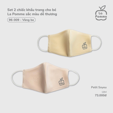 LP - Set 2 chiếc khẩu trang cho bé La Pomme sắc màu dễ thương - Vàng Be - FS - SS26.T3C