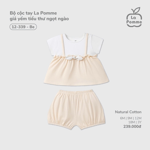 LP S40 - Bộ cộc tay La Pomme giả yếm tiểu thư ngọt ngào - Hồng (Be) - 2-3Y - SS26.T3B