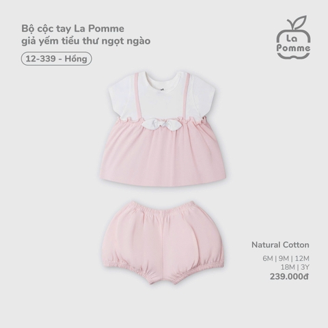 LP - Bộ cộc tay La Pomme giả yếm tiểu thư ngọt ngào - Hồng - 6-9M - SS26.T3B