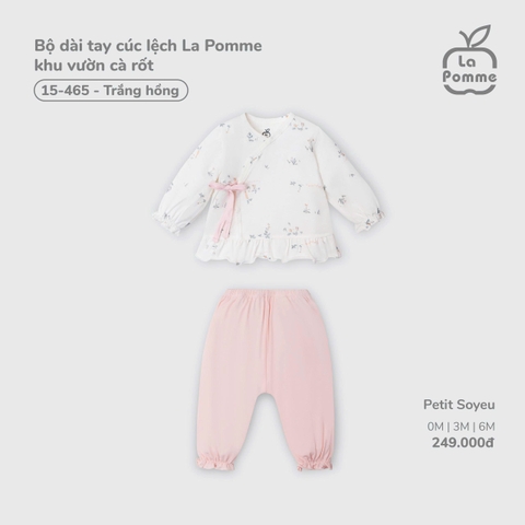 LP - Bộ dài tay cúc lệch La Pomme khu vườn cà rốt - Trắng Hồng - 6-9M - SS26.T3B
