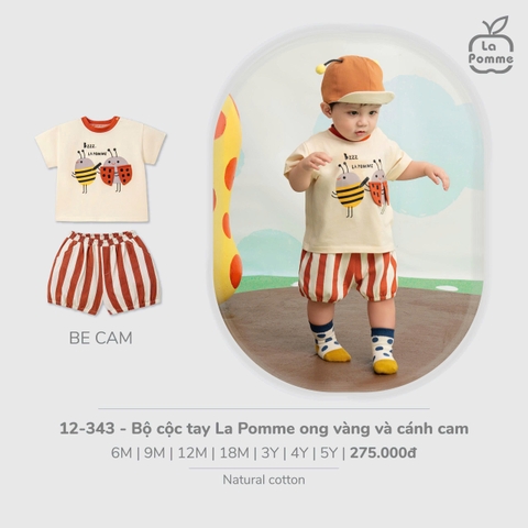 LP - Bộ cộc tay La Pomme ong vàng và cánh cam - Be Cam - 18-24M - SS26.T3C