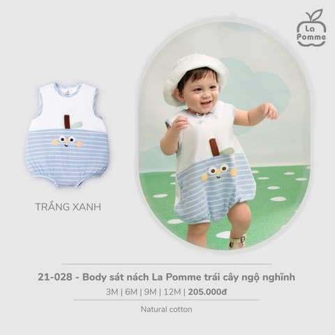 LP - Body sát nách La Pomme trái cây ngộ nghĩnh - Trắng Xanh - 6-9M - SS26.T3B