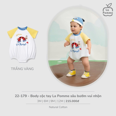 LP - Body cộc tay La Pomme sâu bướm vui nhộn - Trắng Vàng - 12-18M - SS26.T3B