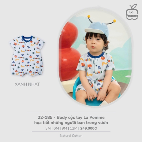 LP - Body cộc tay La Pomme họa tiết những người bạn trong vườn - Xanh nhạt - 3-6M - SS26.T3B