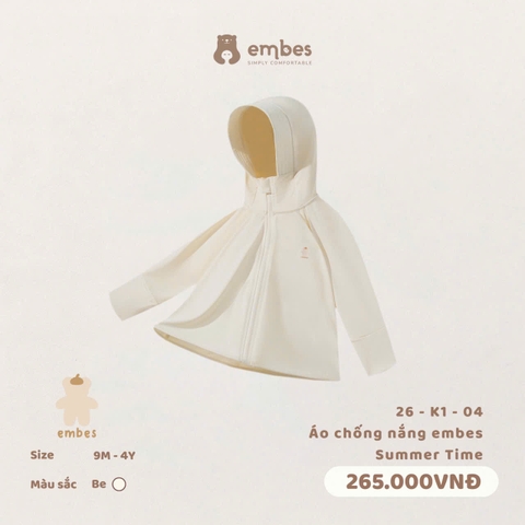 EMBES - Áo chống nắng embes Summer Time - 26-K1-04 - Be - 3-4Y