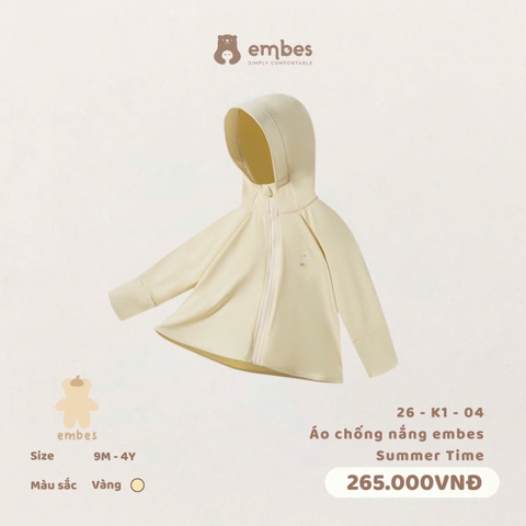 EMBES - Áo chống nắng embes Summer Time - 26-K1-04 - Vàng - 12-18M