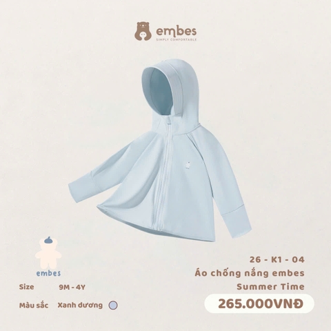 EMBES - Áo chống nắng embes Summer Time - 26-K1-04 - Xanh Dương - 3-4Y
