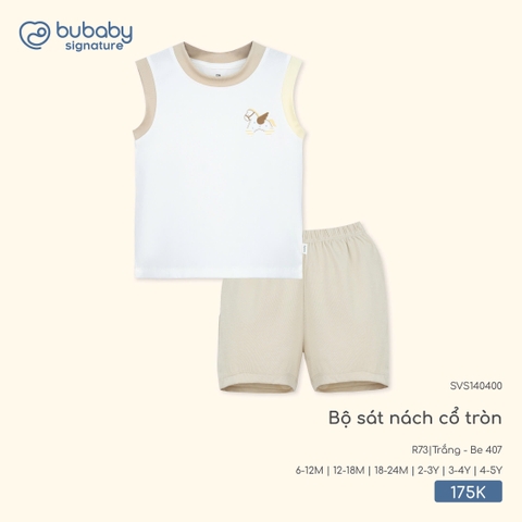 BUBaby - Bộ sát nách cổ tròn  - SVS140400 - Trắng + be 407 - 2-3Y - SS26.T3C