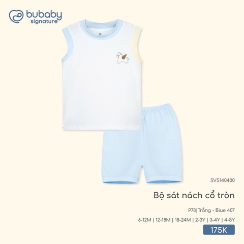 BUBaby - Bộ sát nách cổ tròn  - SVS140400 - Trắng + Blue 407 - 2-3Y - SS26.T3C