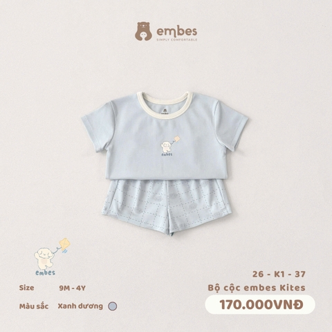 EMBES - Bộ cộc embes Kites - 26-K1-37 - Xanh Dương - 3-4Y - SS26.T3C