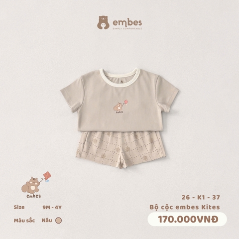 EMBES - Bộ cộc embes Kites - 26-K1-37 - Nâu - 3-4Y - SS26.T3C