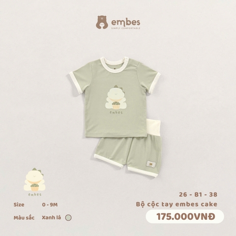 EMBES - Bộ cộc tay embes cake - 26-B1-38 - Xanh lá - 6-9M - SS26.T4A
