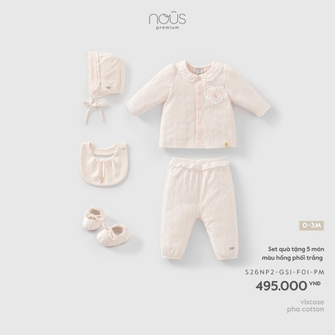 NOUS - Set quà tặng 5 món màu hồng phối trắng - 0-3M - SS26.T4A
