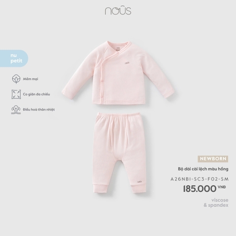 NOUS - Bộ dài cài lệch màu hồng - Newborn - SS26.T4A