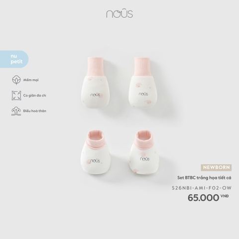NOUS - Set BTBC trắng họa tiết cá - Newborn - SS26.T4A